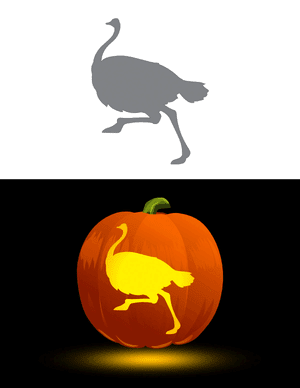 Ostrich Running Pumpkin Stencil