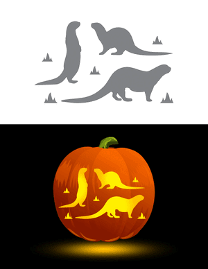 Otters Pumpkin Stencil
