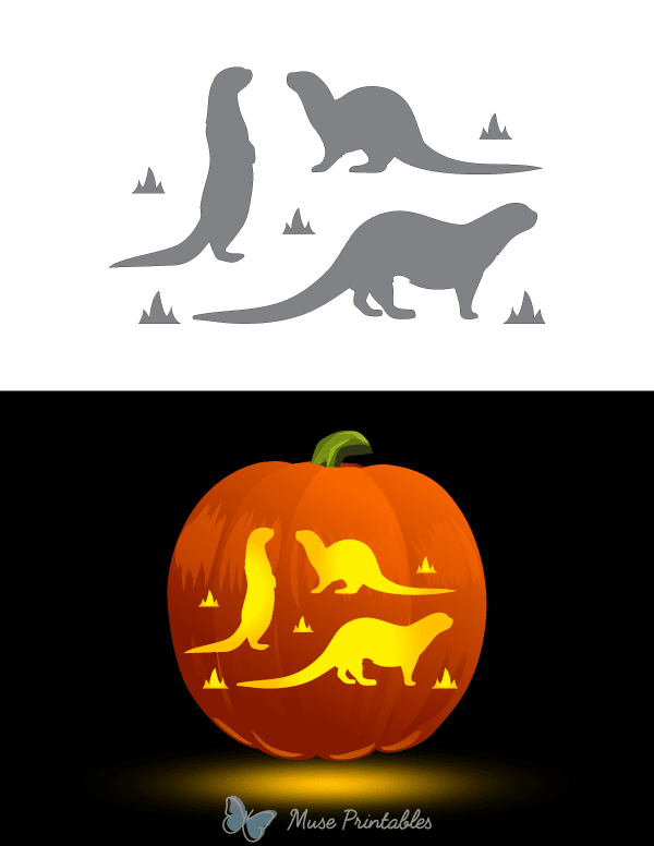 Otters Pumpkin Stencil