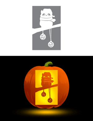 Owl and Christmas Ornaments Pumpkin Stencil