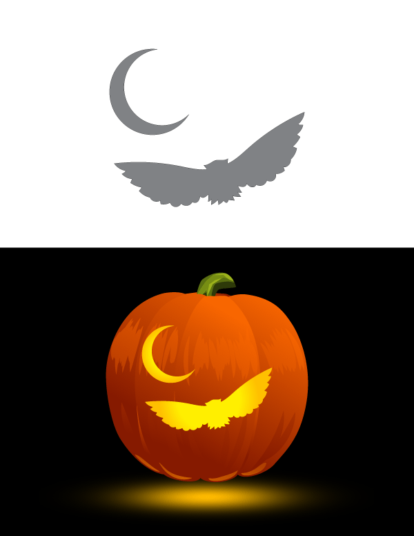 Owl and Crescent Moon Pumpkin Stencil