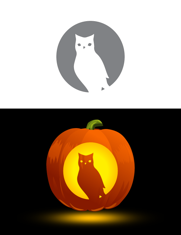 Owl and Moon Pumpkin Stencil