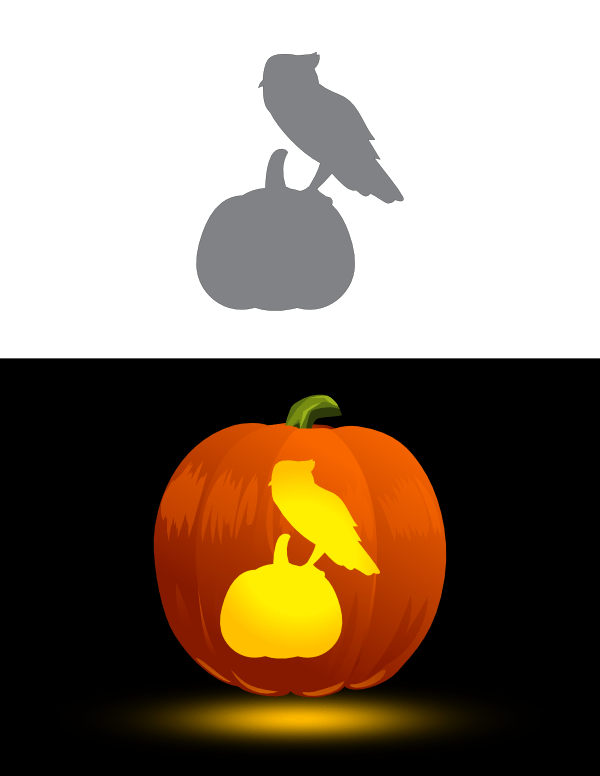 Owl and Pumpkin Pumpkin Stencil