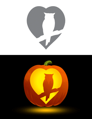Owl in Heart Pumpkin Stencil