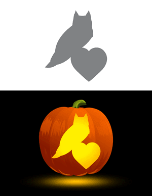 Owl Standing on Heart Pumpkin Stencil