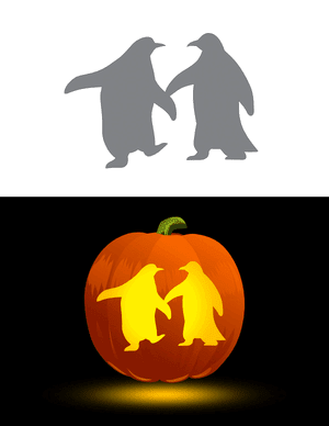 Pair of Penguins Pumpkin Stencil