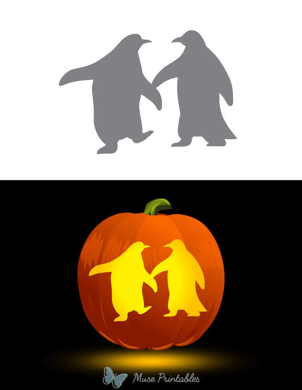 Pair of Penguins Pumpkin Stencil