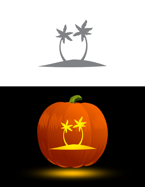 Palm Tree and Island Pumpkin Stencil