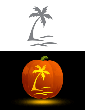 Palm Tree and Waves Pumpkin Stencil