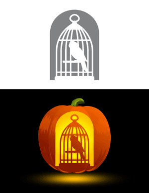 Parrot in a Cage Pumpkin Stencil