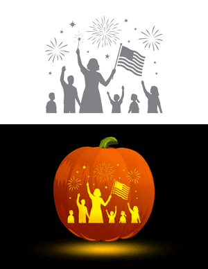 Patriotic Scene Pumpkin Stencil