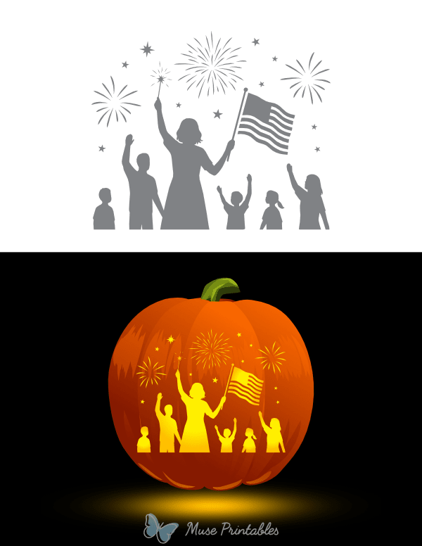 Patriotic Scene Pumpkin Stencil