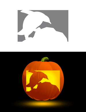 Penguin Climbing a Rock Pumpkin Stencil