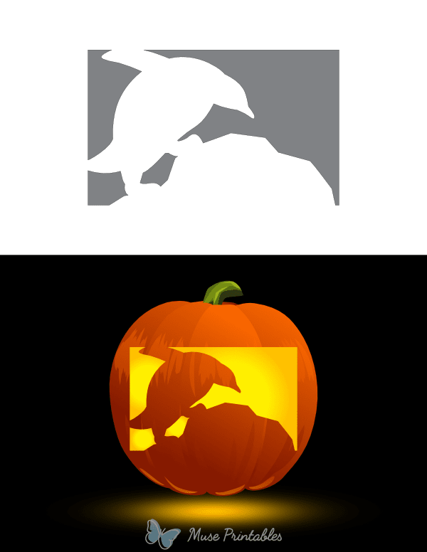 Penguin Climbing a Rock Pumpkin Stencil