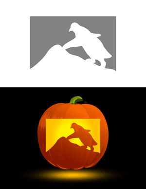 Penguin Climbing Hill Pumpkin Stencil