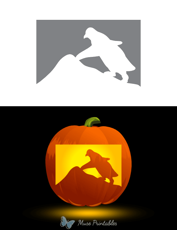 Penguin Climbing Hill Pumpkin Stencil