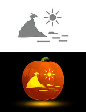 Penguin Climbing Ice Berg Pumpkin Stencil