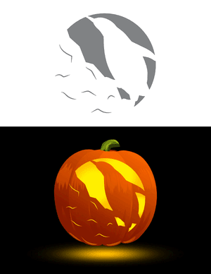 Penguin Climbing Rock Pumpkin Stencil