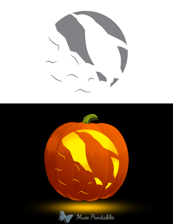 Penguin Climbing Rock Pumpkin Stencil