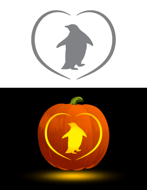 Penguin Heart Pumpkin Stencil