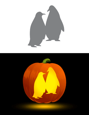 Penguin Pair Pumpkin Stencil