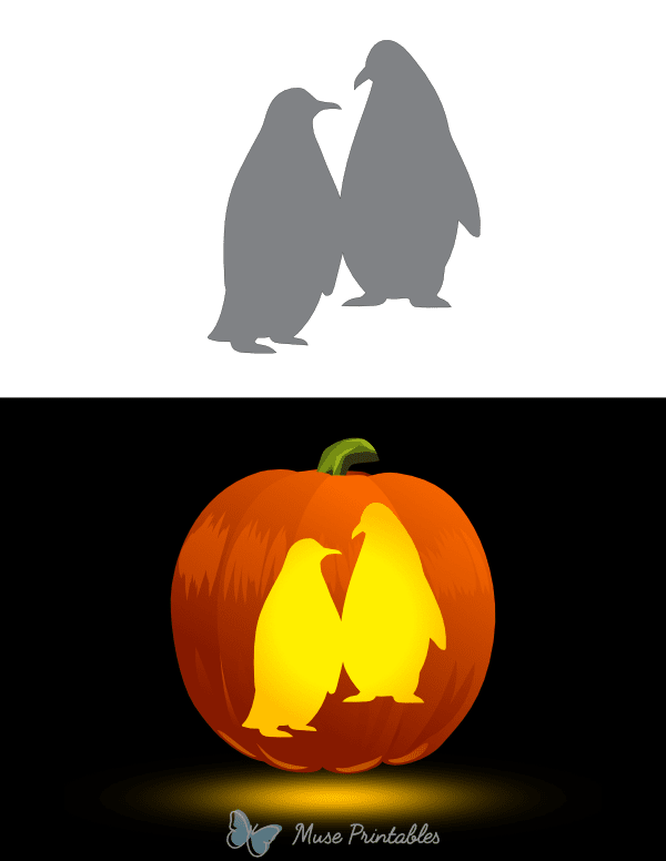 Penguin Pair Pumpkin Stencil
