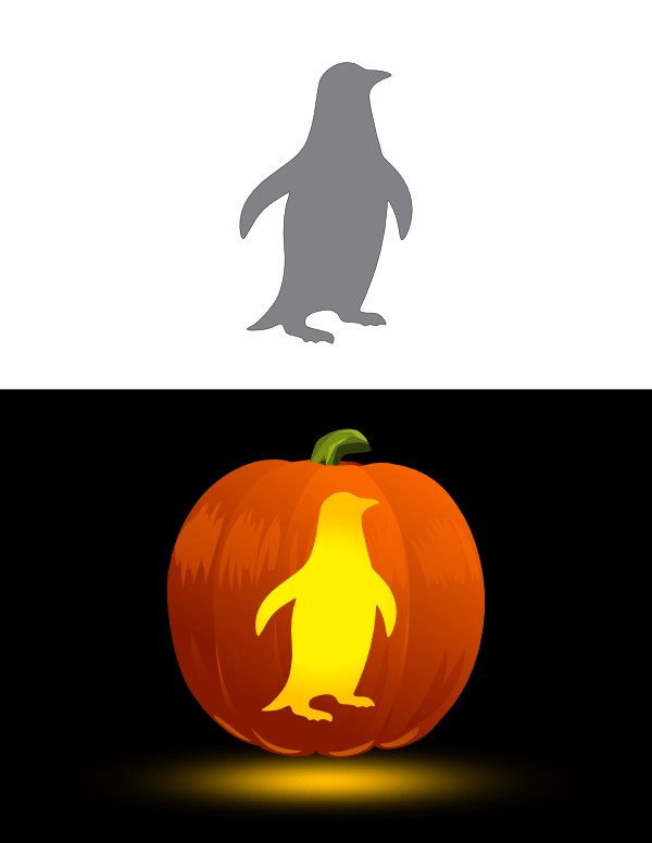 Printable Penguin Pumpkin Stencil