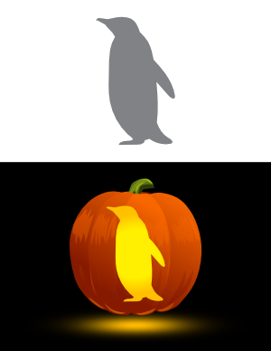 Penguin Side View Pumpkin Stencil