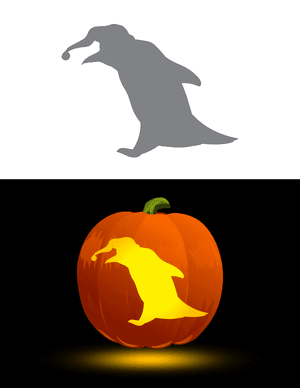 Penguin Wearing a Santa Hat Pumpkin Stencil