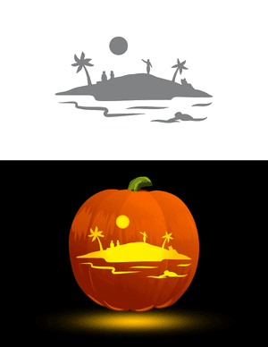 People on Beach Pumpkin Stencil