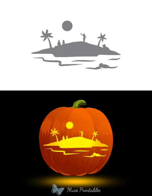 People on Beach Pumpkin Stencil