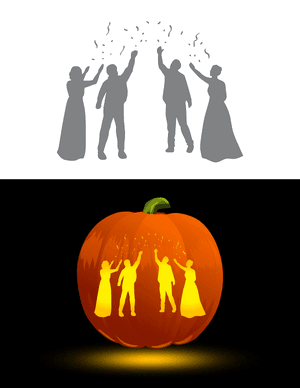 People Throwing Confetti Pumpkin Stencil