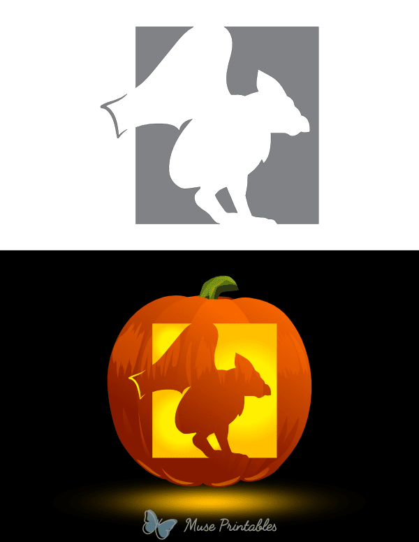 Perching Gargoyle Side View Pumpkin Stencil