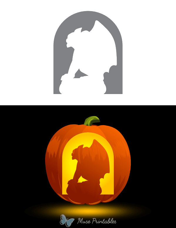 Perching Gargoyle Statue Pumpkin Stencil