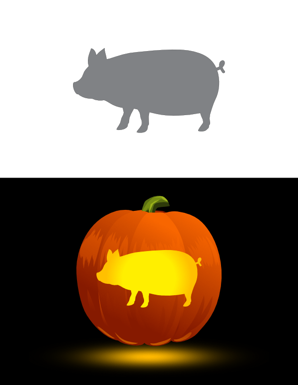 Pig Side View Pumpkin Stencil