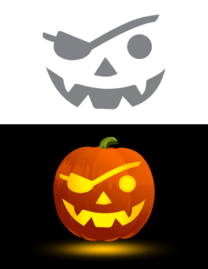 Pirate Face With an Eye Patch Pumpkin Stencil