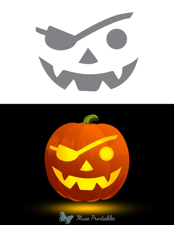 Pirate Face With an Eye Patch Pumpkin Stencil