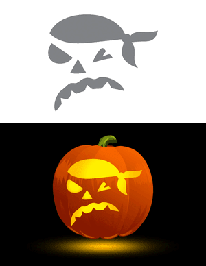Pirate Face With Bandana Pumpkin Stencil