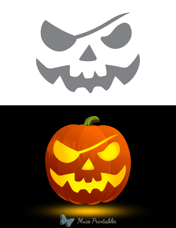 Pirate Jack-o'-lantern Face Pumpkin Stencil