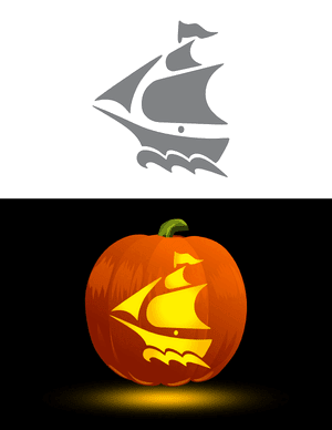 Pirate Ship Pumpkin Stencil