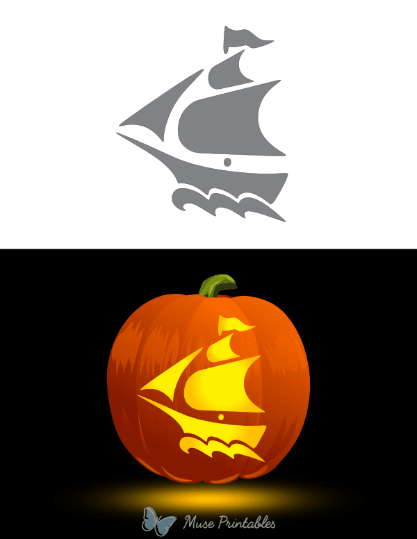 Printable Pirate Ship Pumpkin Stencil