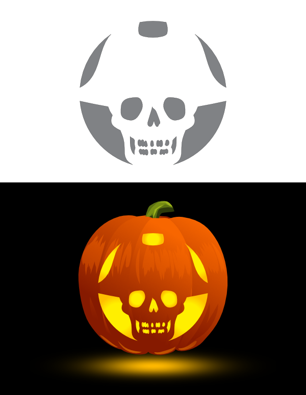 Printable Pirate Skull with Hat Pumpkin Stencil