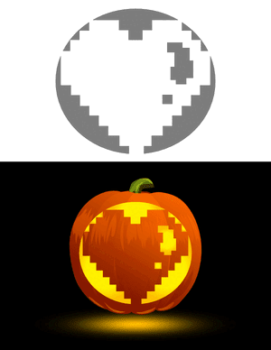 Pixel Heart Pumpkin Stencil