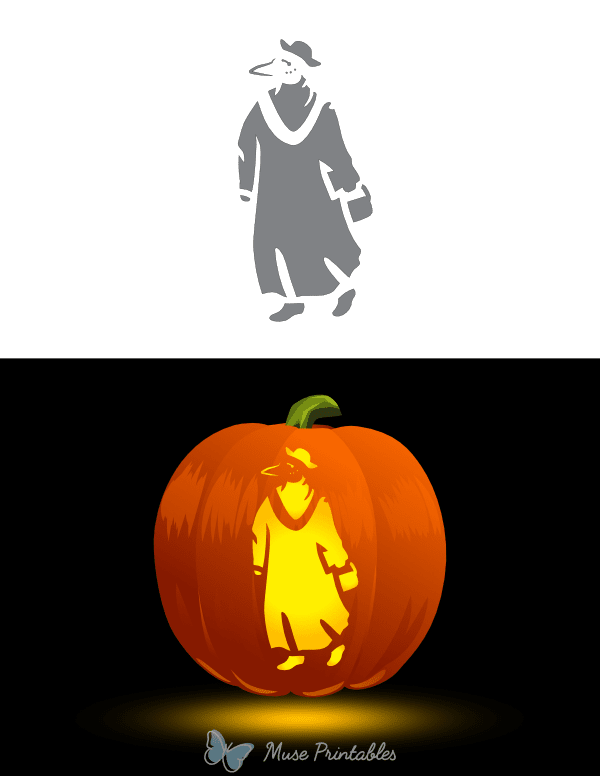 Plague Doctor With Bag Pumpkin Stencil