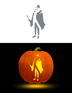 Plague Doctor With Cane Pumpkin Stencil