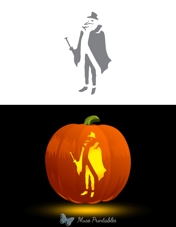 Plague Doctor With Cane Pumpkin Stencil