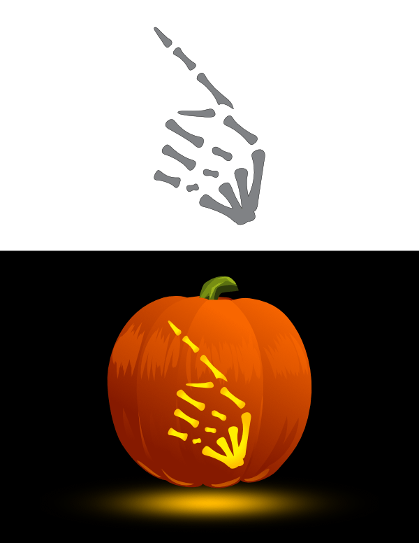 Printable Pointing Skeleton Hand Pumpkin Stencil