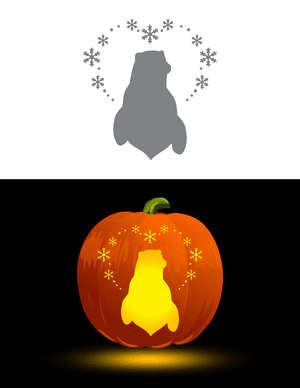 Polar Bear and Snowflake Heart Pumpkin Stencil