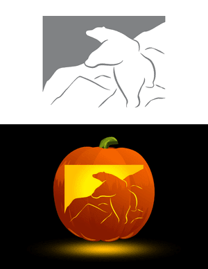 Polar Bear Climbing a Mountain Pumpkin Stencil