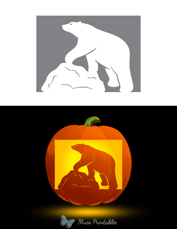 Polar Bear Climbing a Rock Pumpkin Stencil